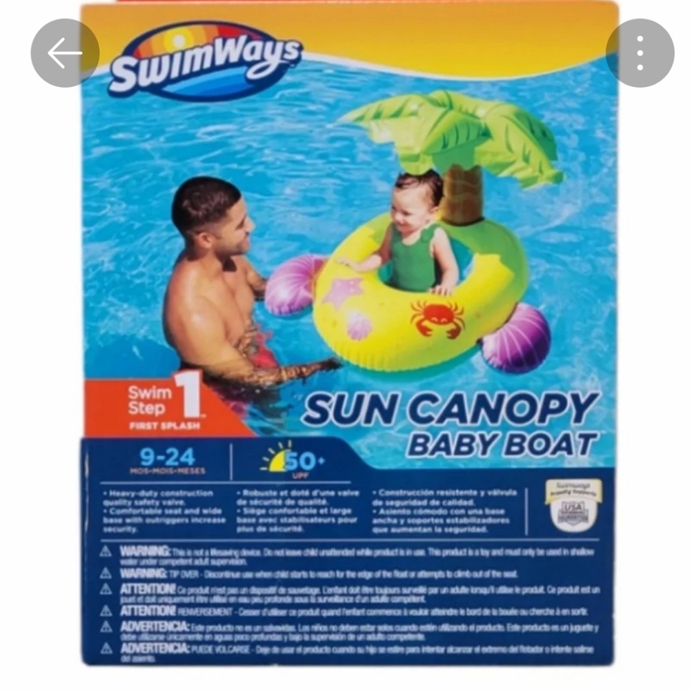 Swimways Sun Canopy Baby Boat- Palm Tree